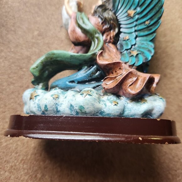 Adeline Collection Figurine Angel Holding a Baby Sitting on a Cloud on a Base - Picture 10 of 10